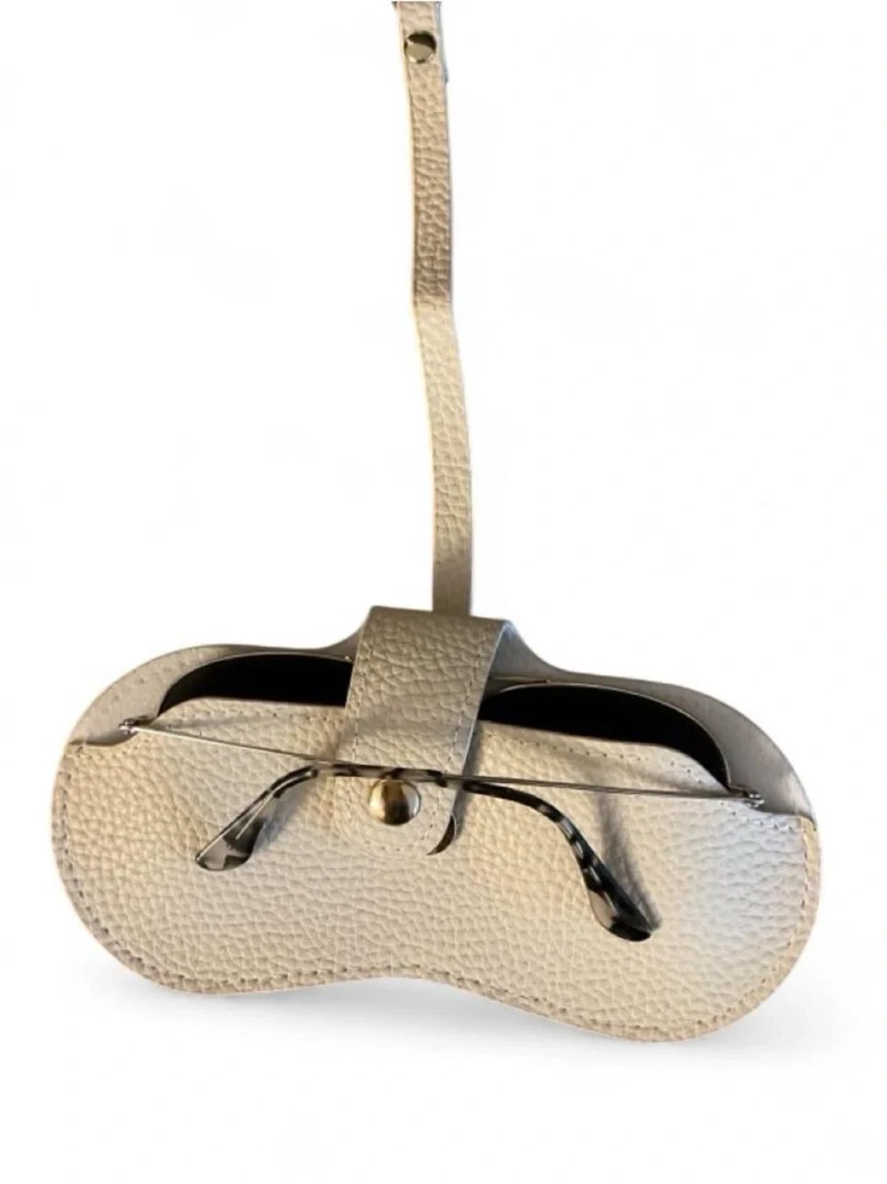 NWT Slim Beige Leather Sunglass Case & Lanyard